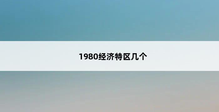 1980经济特区几个 