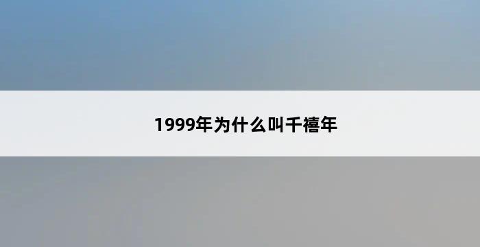 1999年为什么叫千禧年 