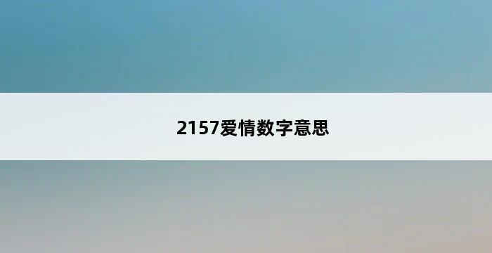 2157爱情数字意思 