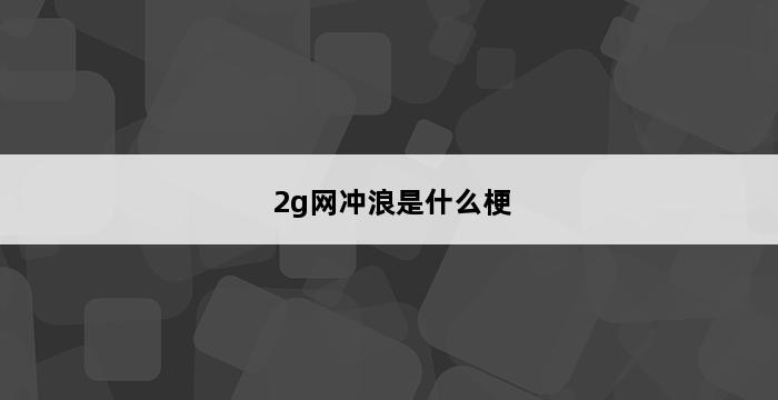 2g网冲浪是什么梗 