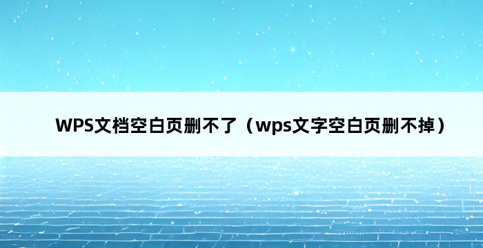 WPS文档空白页删不了（wps文字空白页删不掉） 