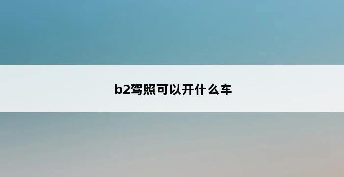 b2驾照可以开什么车 