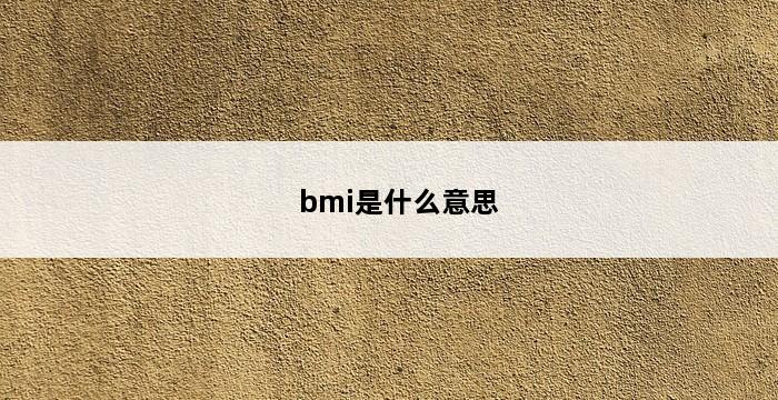 bmi是什么意思 