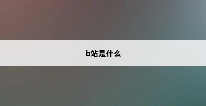 b站是什么 