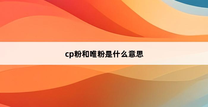 cp粉和唯粉是什么意思 