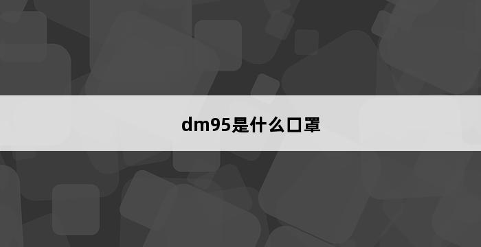 dm95是什么口罩 