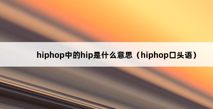 hiphop中的hip是什么意思（hiphop口头语） 