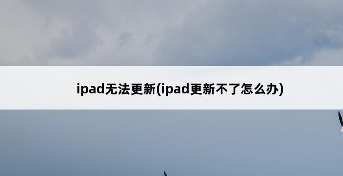 ipad无法更新(ipad更新不了怎么办) 