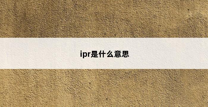 ipr是什么意思 