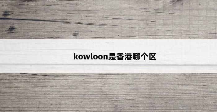 kowloon是香港哪个区 