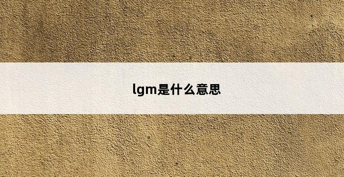 lgm是什么意思 