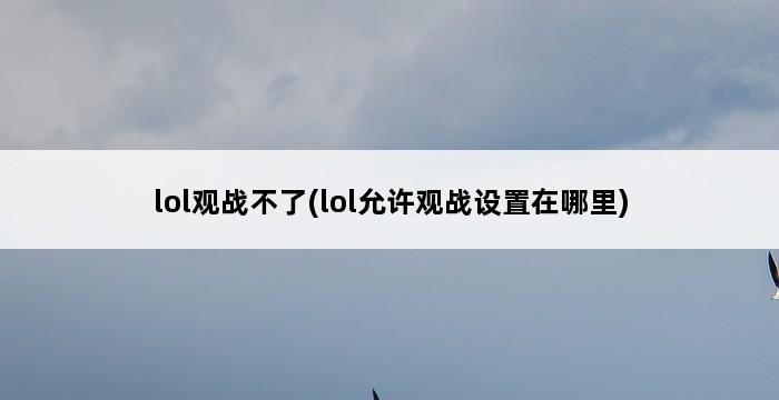 lol观战不了(lol允许观战设置在哪里) 