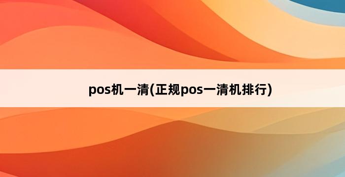 pos机一清(正规pos一清机排行) 