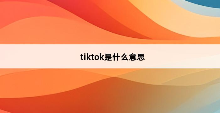 tiktok是什么意思 