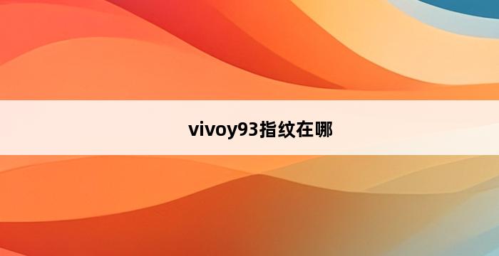 vivoy93指纹在哪 