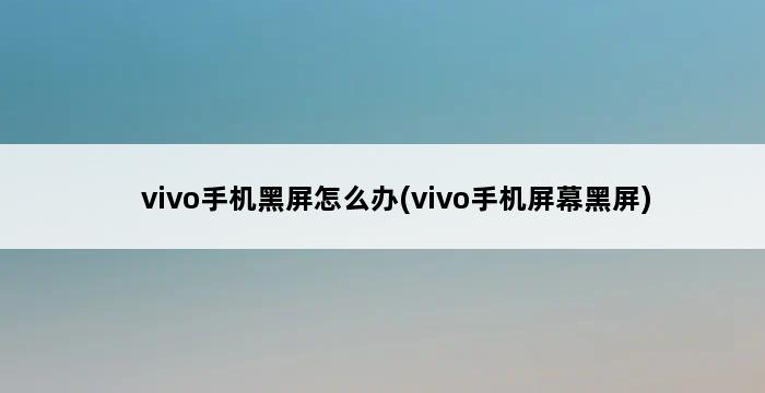 vivo手机黑屏怎么办(vivo手机屏幕黑屏) 