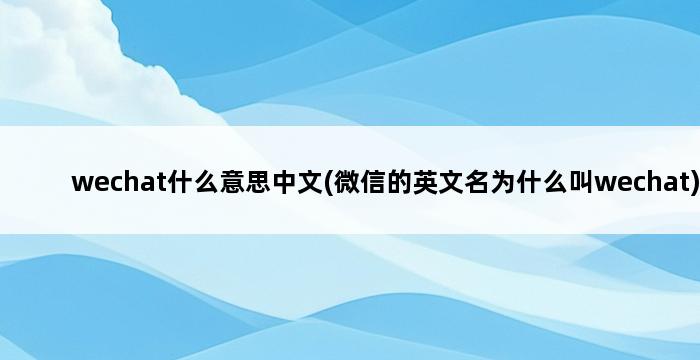 wechat什么意思中文(微信的英文名为什么叫wechat) 