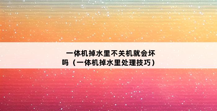 一体机掉水里不关机就会坏吗（一体机掉水里处理技巧） 