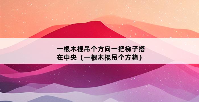 一根木棍吊个方向一把梯子搭在中央（一根木棍吊个方箱） 