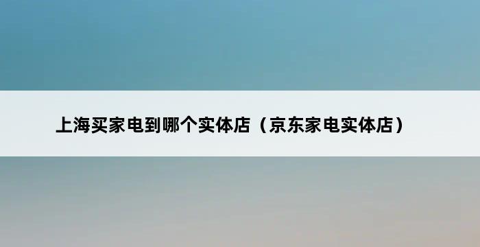 上海买家电到哪个实体店（京东家电实体店） 