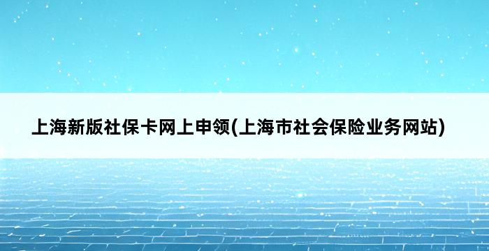 上海新版社保卡网上申领(上海市社会保险业务网站) 