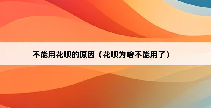 不能用花呗的原因（花呗为啥不能用了） 