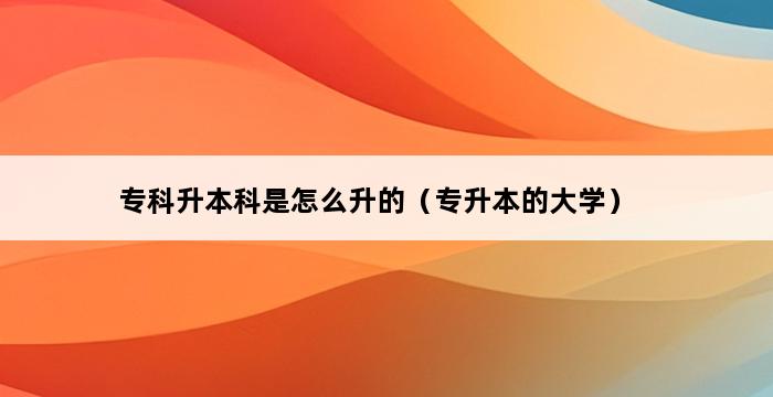 专科升本科是怎么升的（专升本的大学） 