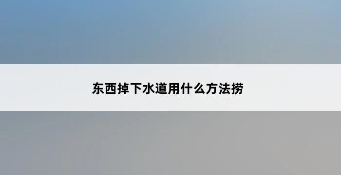 东西掉下水道用什么方法捞 