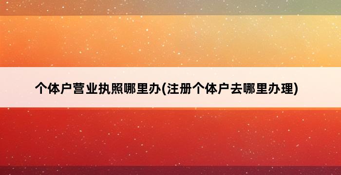 个体户营业执照哪里办(注册个体户去哪里办理) 