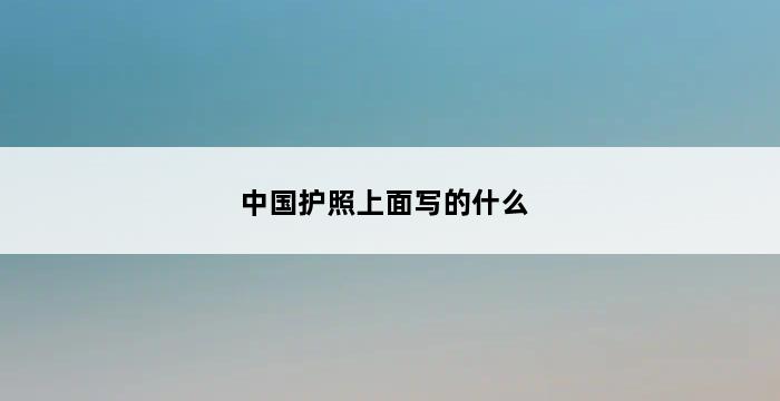 中国护照上面写的什么 