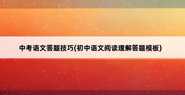 中考语文答题技巧(初中语文阅读理解答题模板) 