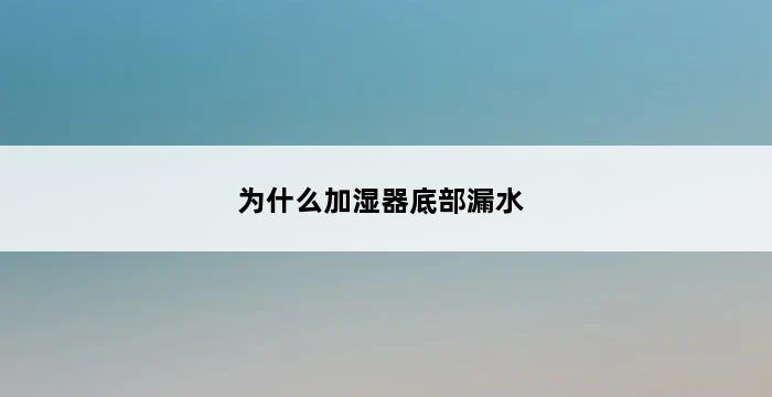 为什么加湿器底部漏水 