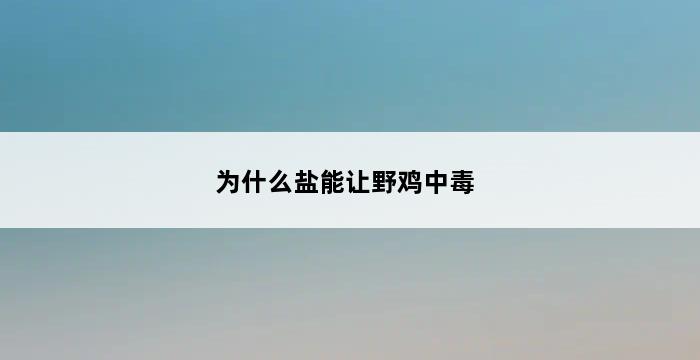 为什么盐能让野鸡中毒 