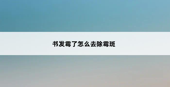 书发霉了怎么去除霉斑 