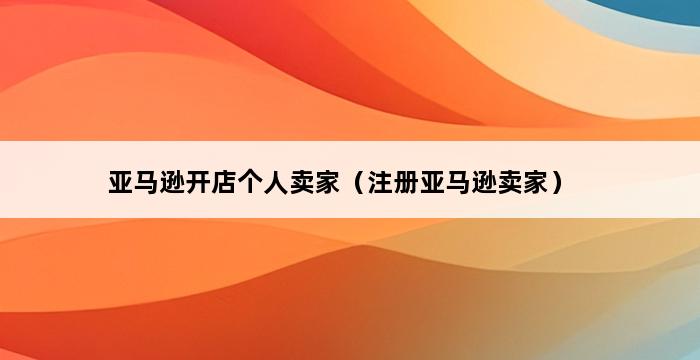 亚马逊开店个人卖家（注册亚马逊卖家） 