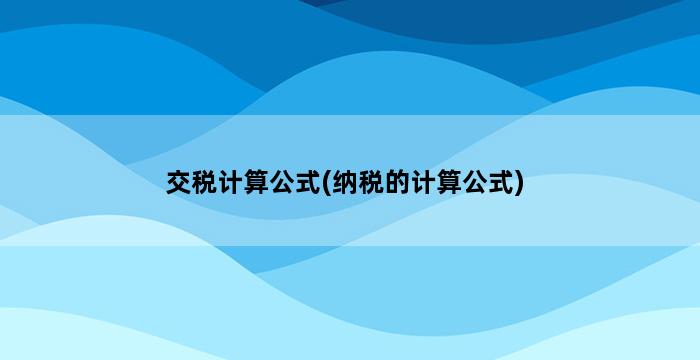 交税计算公式(纳税的计算公式) 