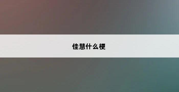 佳慧什么梗 