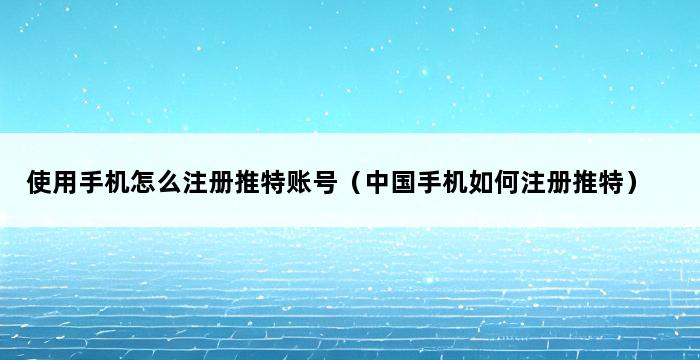 使用手机怎么注册推特账号（中国手机如何注册推特） 