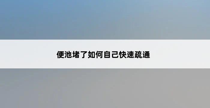 便池堵了如何自己快速疏通 