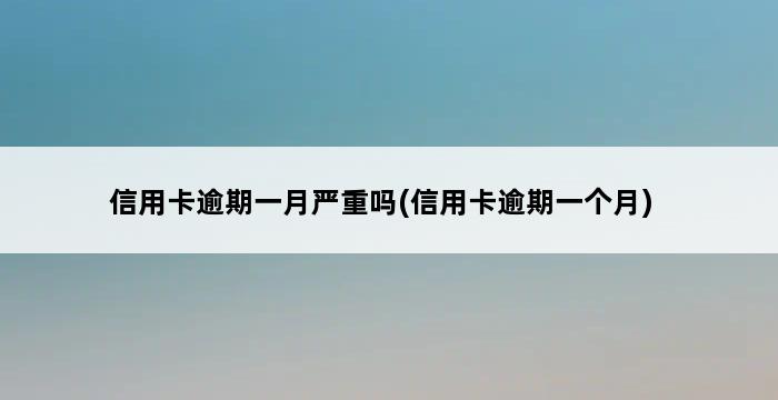 信用卡逾期一月严重吗(信用卡逾期一个月) 