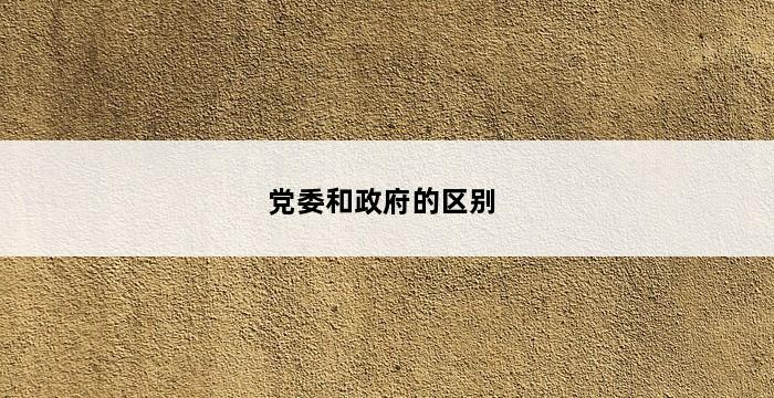 党委和政府的区别 