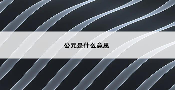 公元是什么意思 