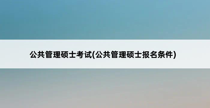 公共管理硕士考试(公共管理硕士报名条件) 