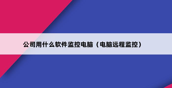 公司用什么软件监控电脑（电脑远程监控） 