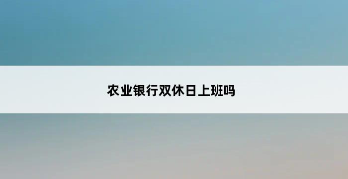 农业银行双休日上班吗 