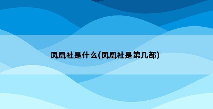 凤凰社是什么(凤凰社是第几部) 