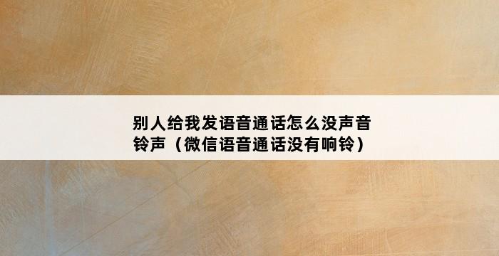 别人给我发语音通话怎么没声音铃声（微信语音通话没有响铃） 