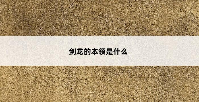 剑龙的本领是什么 