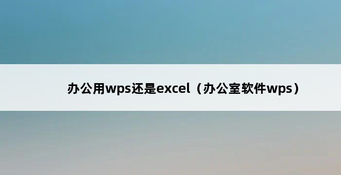 办公用wps还是excel（办公室软件wps） 