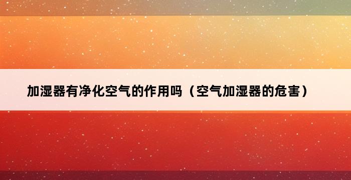 加湿器有净化空气的作用吗（空气加湿器的危害） 